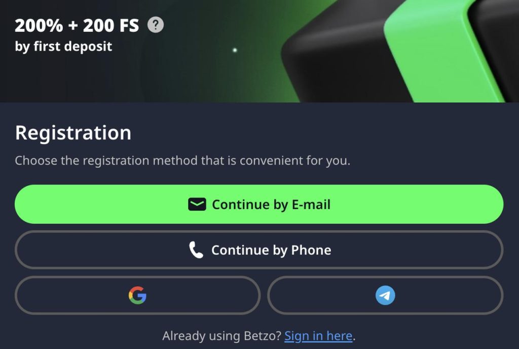 Betzo Registration process
