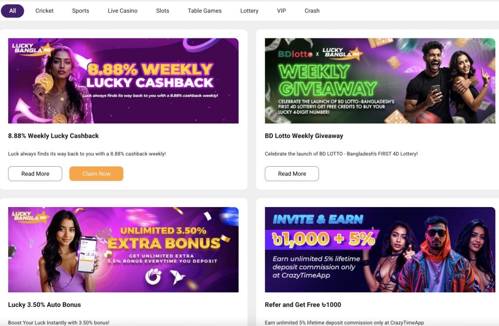 Bonuses and Promotions of Luckybangla88