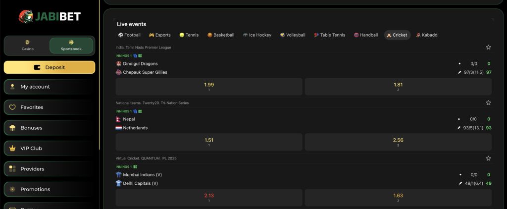 JabiBet: Basic Cricket Coverage