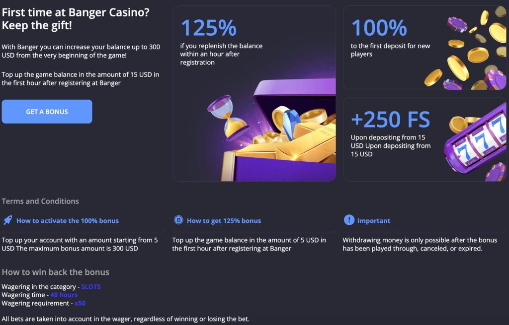 Welcome Bonus Banger Casino