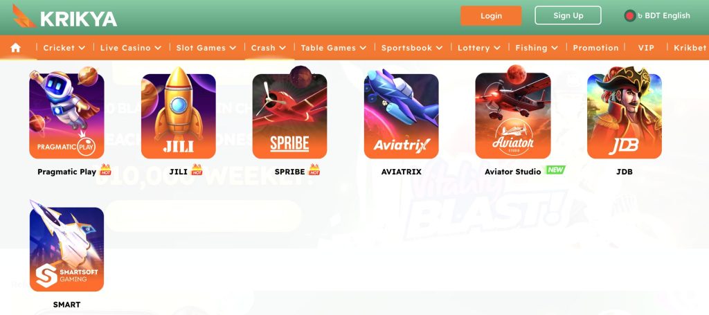 Crash Games Krikya lobby