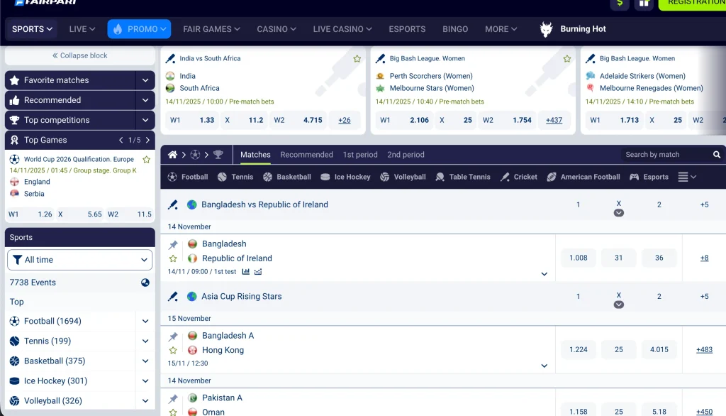 Fairpari betting page