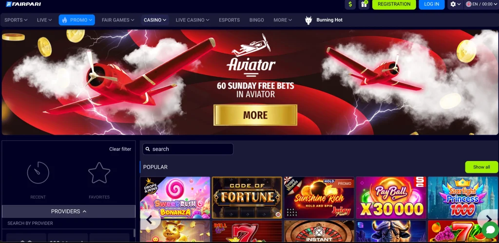 Fairpari casino and slots lobby