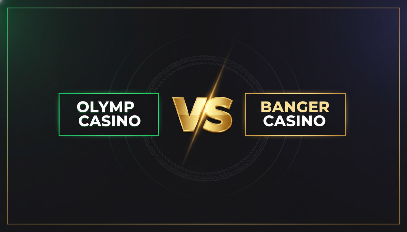 Olymp Casino vs Banger Casino comparison cover for Bangladesh (VS badge, dark gradient, subtle cricket lines)
