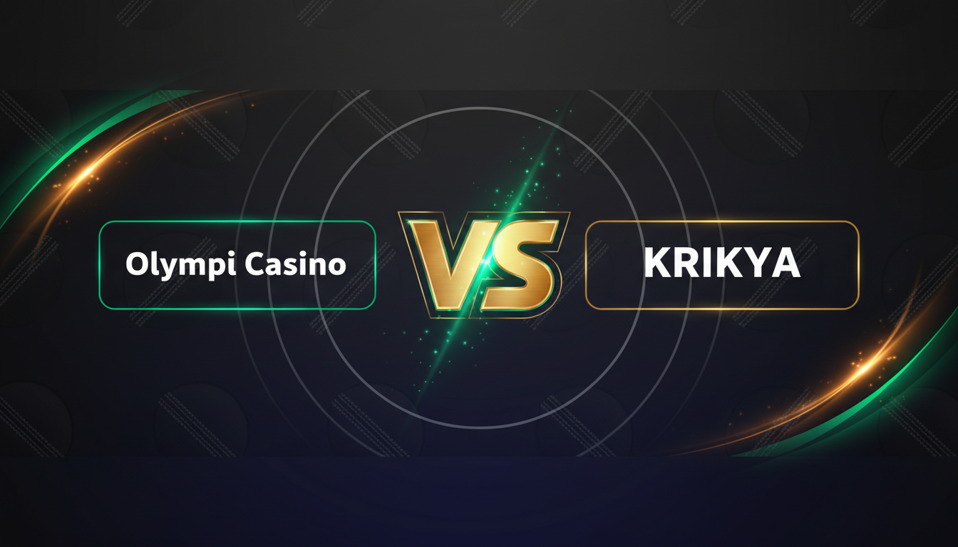 Olymp Casino vs KRIKYA comparison cover for Bangladesh (VS badge, dark gradient, subtle cricket lines)