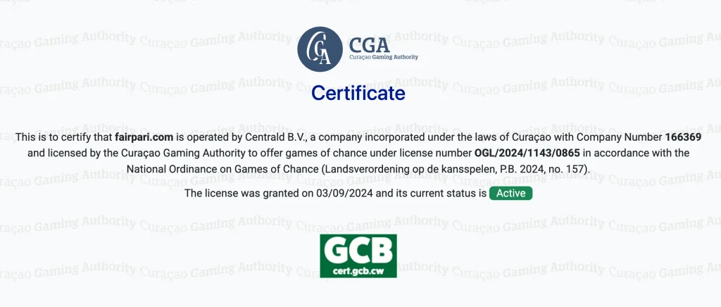 Fairpari license official