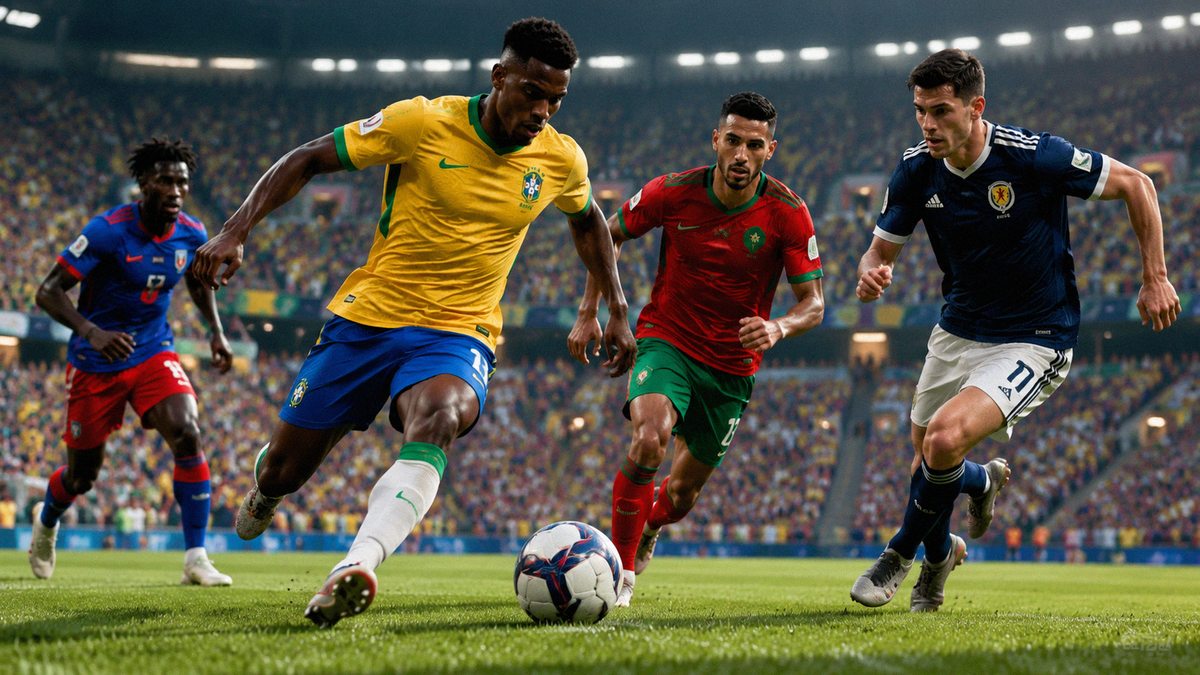 FIFA World Cup 2026 Group C standings table with Brazil Morocco Haiti Scotland team icons, BST fixture schedule and qualification tracker for Bangladesh fans