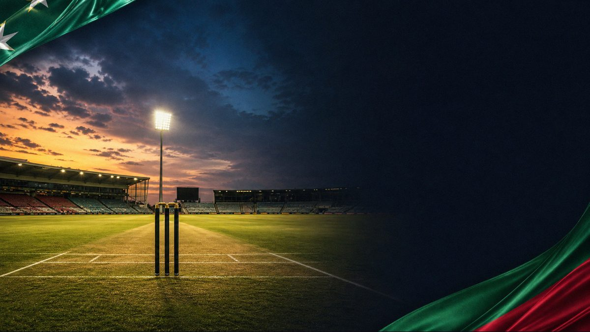 Australia vs Bangladesh Test cricket at Darwin Marrara stadium dusk, green-red accents, BST watch guide for Bangladesh fans, no faces